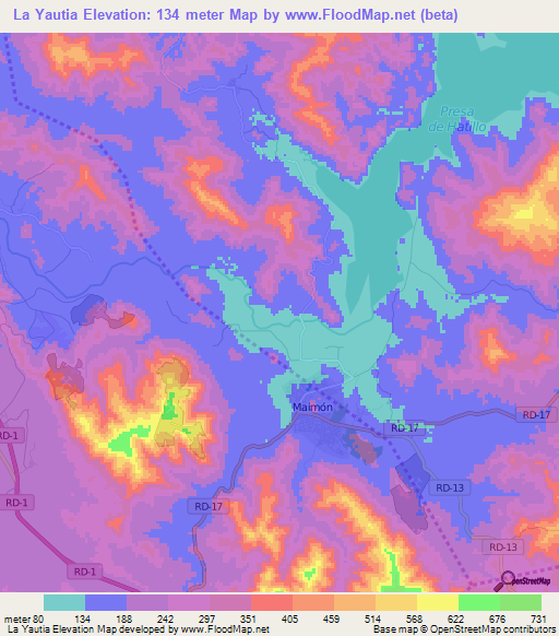 La Yautia,Dominican Republic Elevation Map