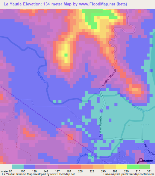 La Yautia,Dominican Republic Elevation Map