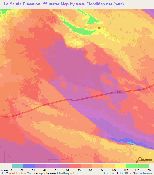 La Yautia,Dominican Republic Elevation Map