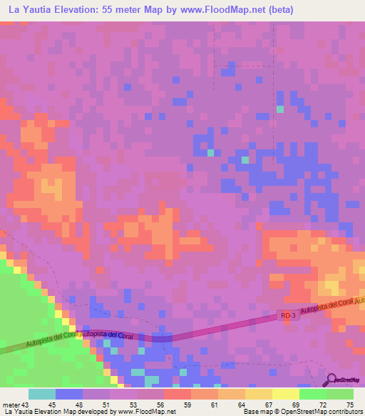 La Yautia,Dominican Republic Elevation Map