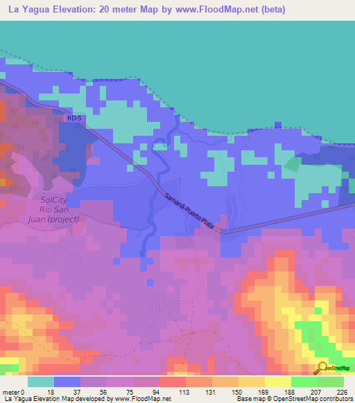 La Yagua,Dominican Republic Elevation Map