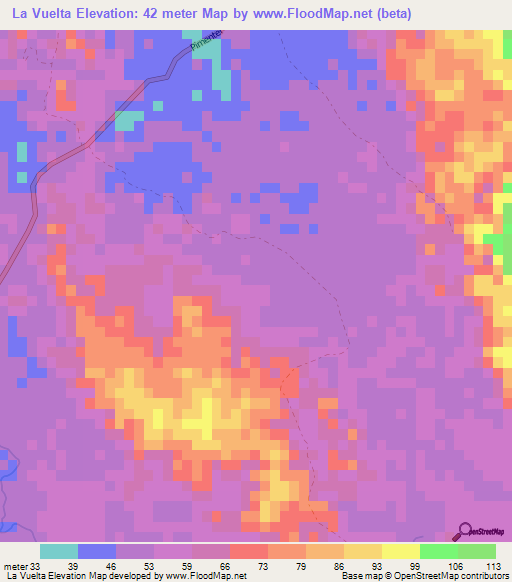 La Vuelta,Dominican Republic Elevation Map