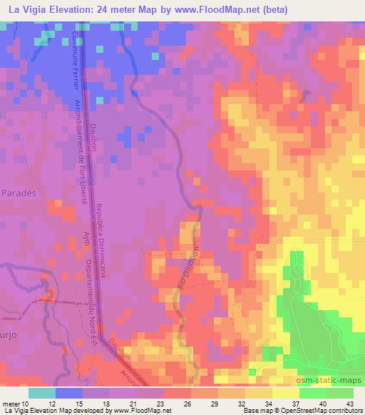 La Vigia,Dominican Republic Elevation Map