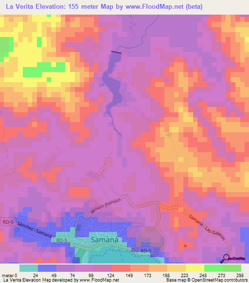 La Verita,Dominican Republic Elevation Map