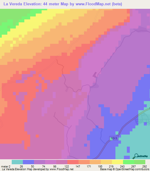 La Vereda,Dominican Republic Elevation Map