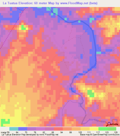 La Tuatua,Dominican Republic Elevation Map