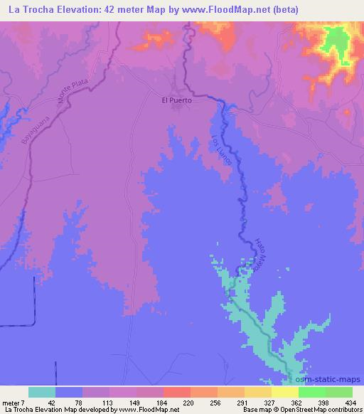 La Trocha,Dominican Republic Elevation Map