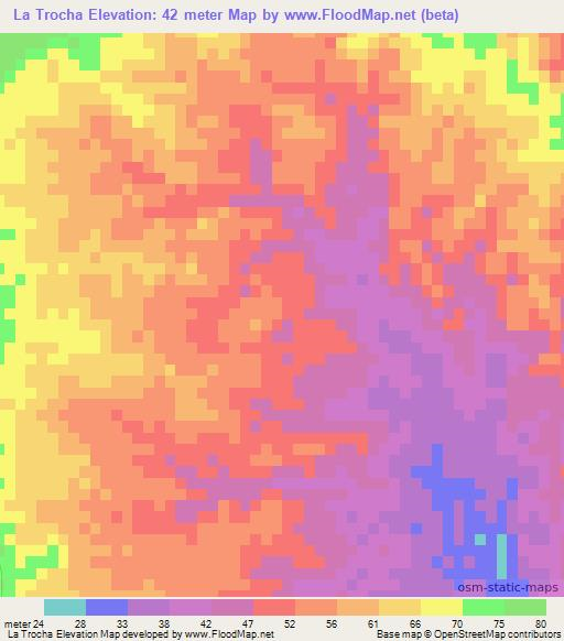 La Trocha,Dominican Republic Elevation Map