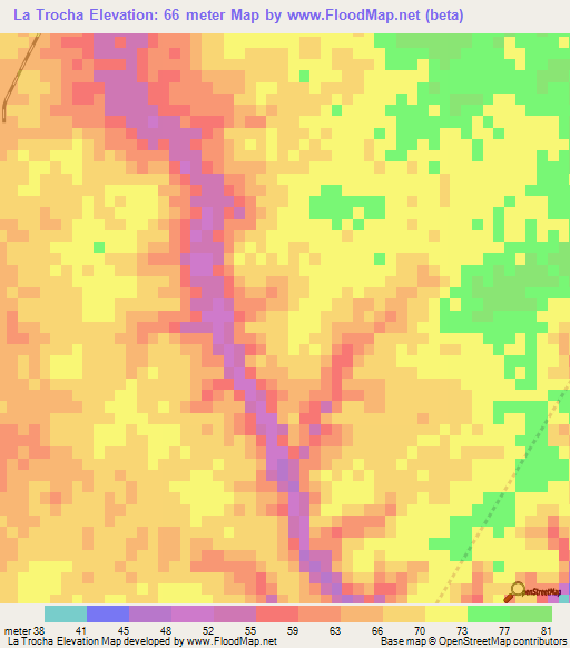 La Trocha,Dominican Republic Elevation Map