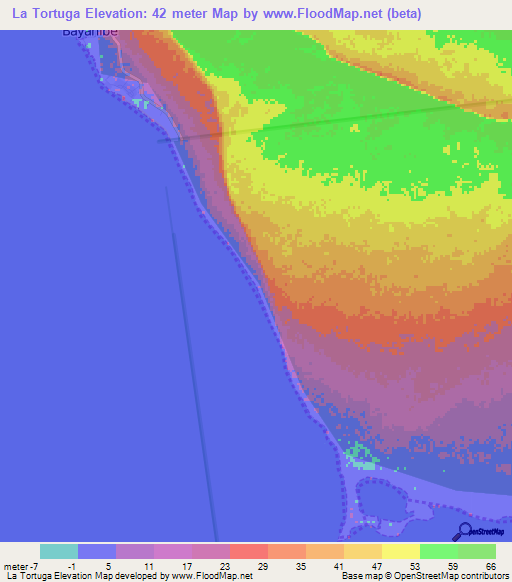 La Tortuga,Dominican Republic Elevation Map