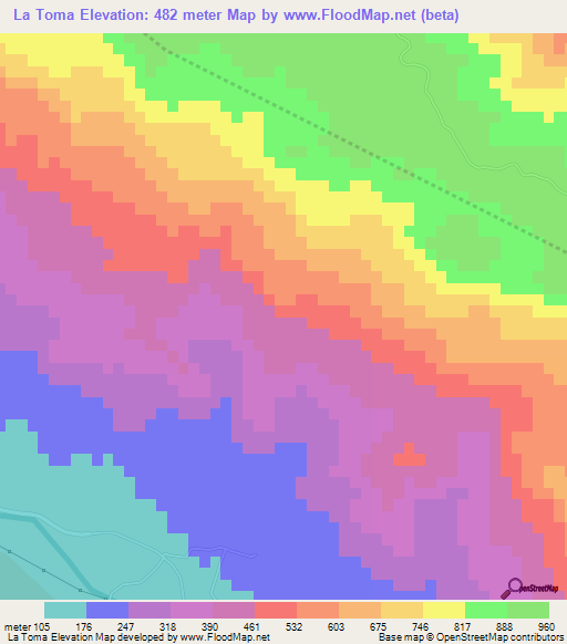 La Toma,Dominican Republic Elevation Map