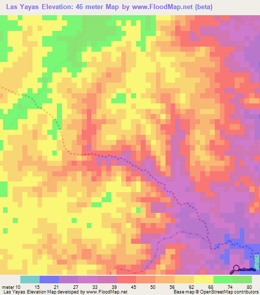 Las Yayas,Dominican Republic Elevation Map