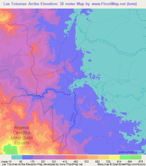 Las Totumas Arriba,Dominican Republic Elevation Map