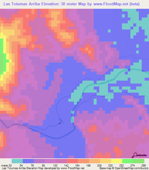 Las Totumas Arriba,Dominican Republic Elevation Map