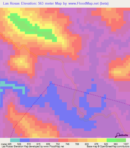 Las Rosas,Dominican Republic Elevation Map