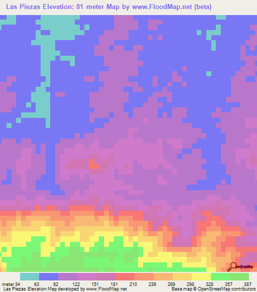 Las Piezas,Dominican Republic Elevation Map