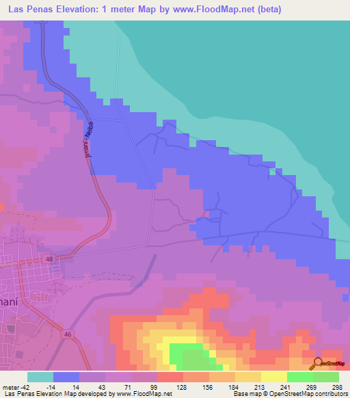 Las Penas,Dominican Republic Elevation Map