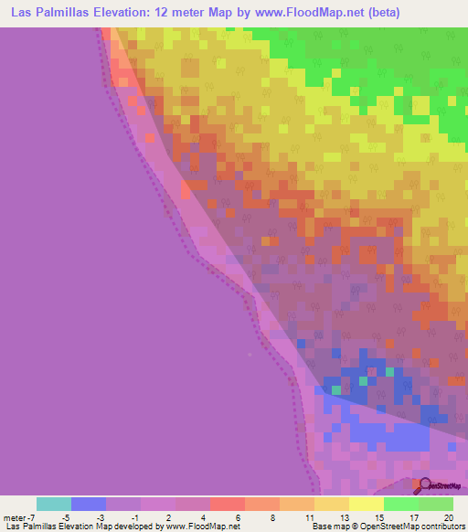 Las Palmillas,Dominican Republic Elevation Map