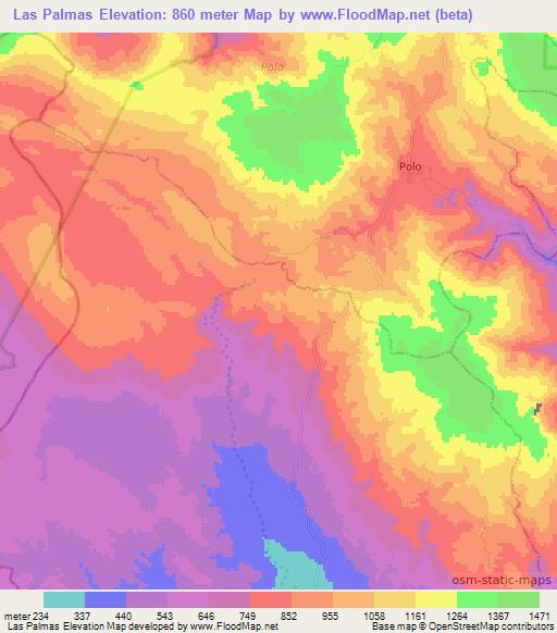 Las Palmas,Dominican Republic Elevation Map