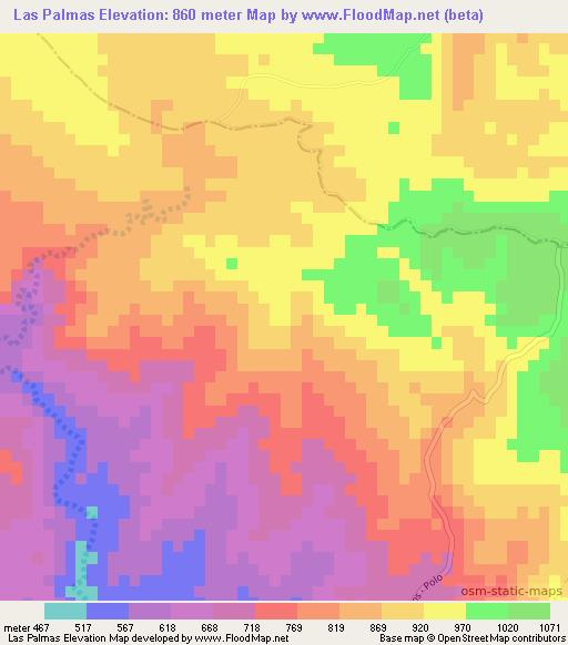 Las Palmas,Dominican Republic Elevation Map