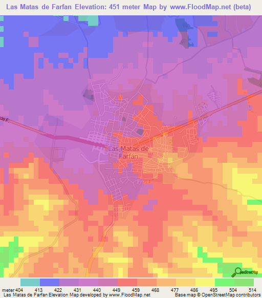 Las Matas de Farfan,Dominican Republic Elevation Map