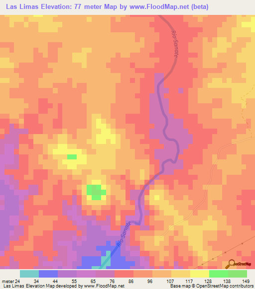 Las Limas,Dominican Republic Elevation Map