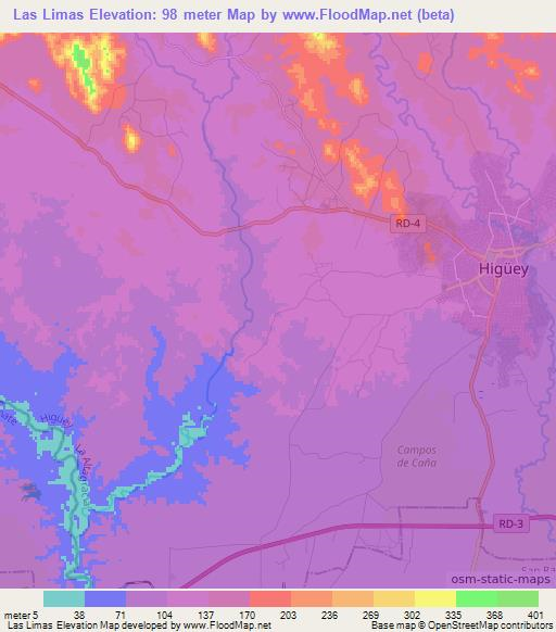 Las Limas,Dominican Republic Elevation Map