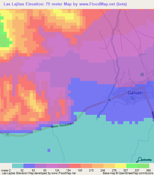 Las Lajitas,Dominican Republic Elevation Map