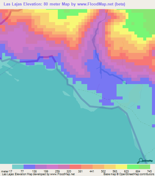 Las Lajas,Dominican Republic Elevation Map