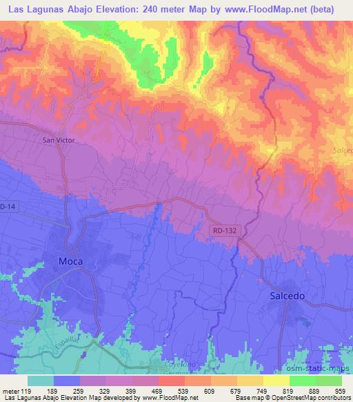 Las Lagunas Abajo,Dominican Republic Elevation Map