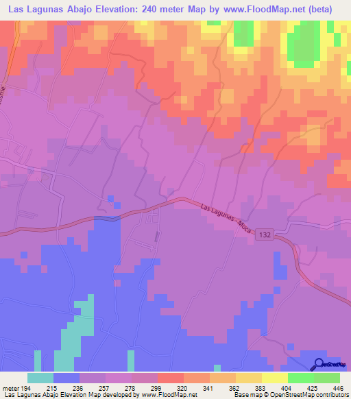 Las Lagunas Abajo,Dominican Republic Elevation Map