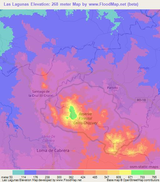 Las Lagunas,Dominican Republic Elevation Map