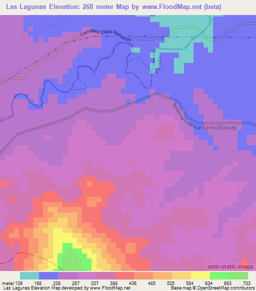 Las Lagunas,Dominican Republic Elevation Map