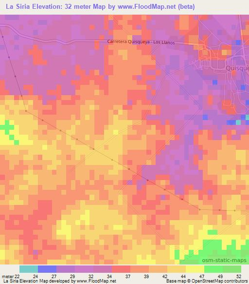 La Siria,Dominican Republic Elevation Map