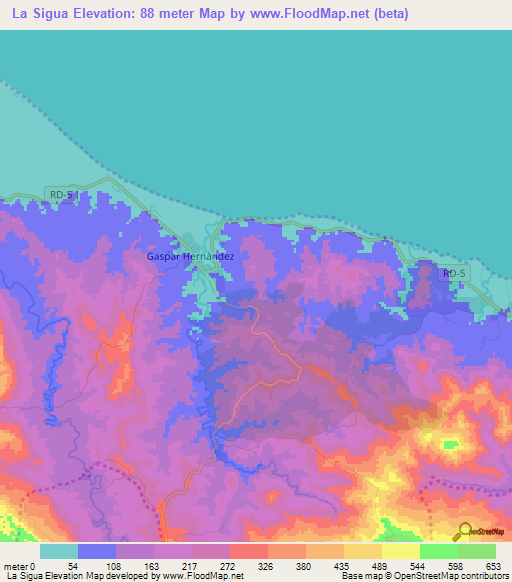 La Sigua,Dominican Republic Elevation Map