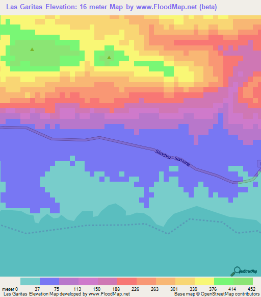 Las Garitas,Dominican Republic Elevation Map