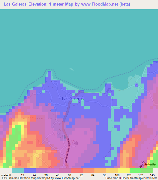 Las Galeras,Dominican Republic Elevation Map