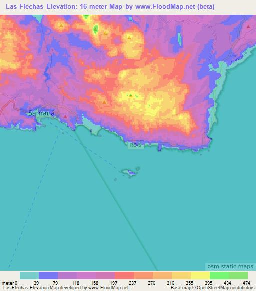 Las Flechas,Dominican Republic Elevation Map