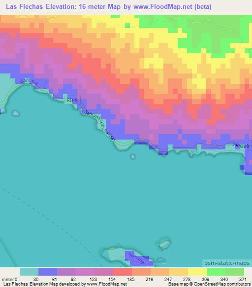 Las Flechas,Dominican Republic Elevation Map