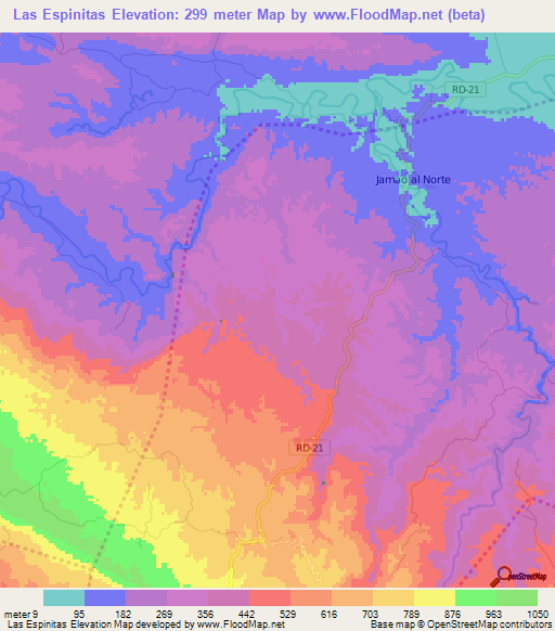 Las Espinitas,Dominican Republic Elevation Map