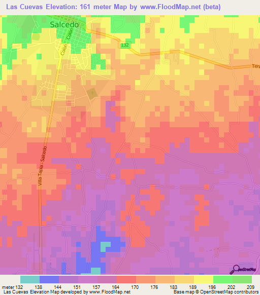 Las Cuevas,Dominican Republic Elevation Map