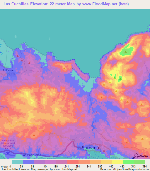 Las Cuchillas,Dominican Republic Elevation Map