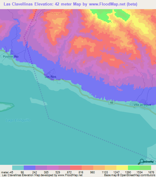 Las Clavellinas,Dominican Republic Elevation Map