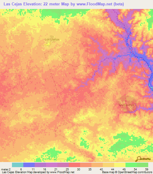 Las Cejas,Dominican Republic Elevation Map