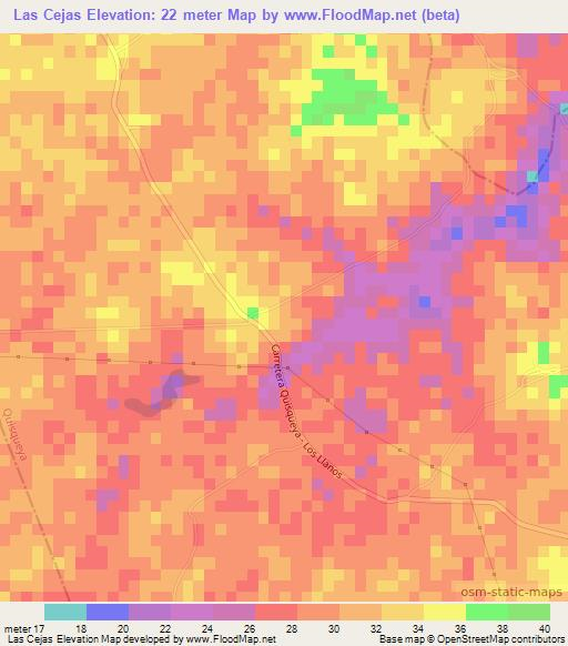 Las Cejas,Dominican Republic Elevation Map