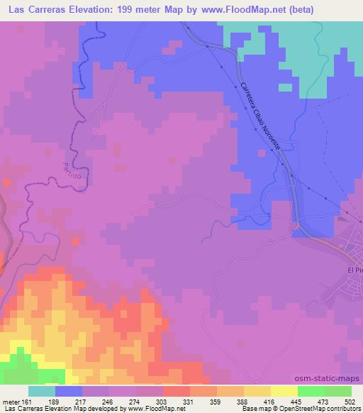 Las Carreras,Dominican Republic Elevation Map