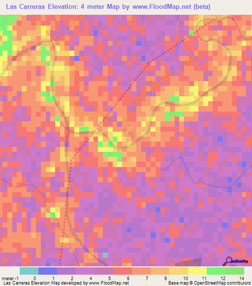 Las Carreras,Dominican Republic Elevation Map