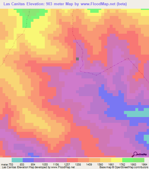 Las Canitas,Dominican Republic Elevation Map