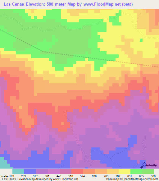 Las Canas,Dominican Republic Elevation Map