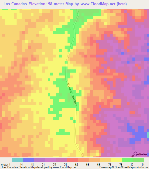 Las Canadas,Dominican Republic Elevation Map